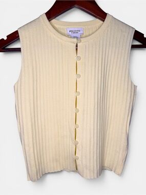 Song of Style Pale Yellow Ribbed Button-Front Sleeveless Sweater | Size XS